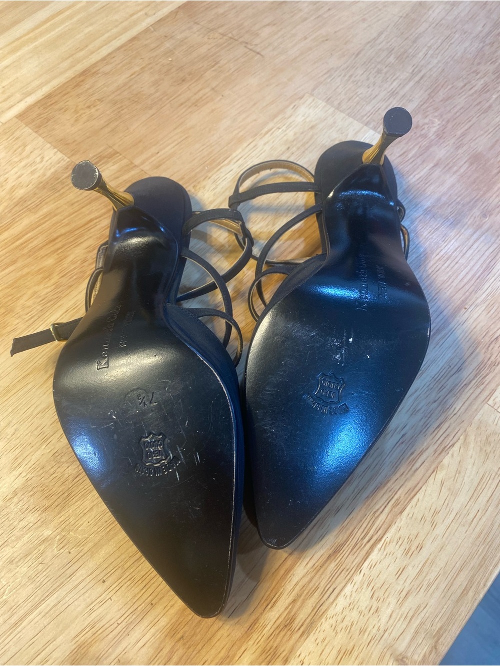 Kenneth Cole Black Strappy Satin Pointed-Toe Heels - Picture 8 of 8